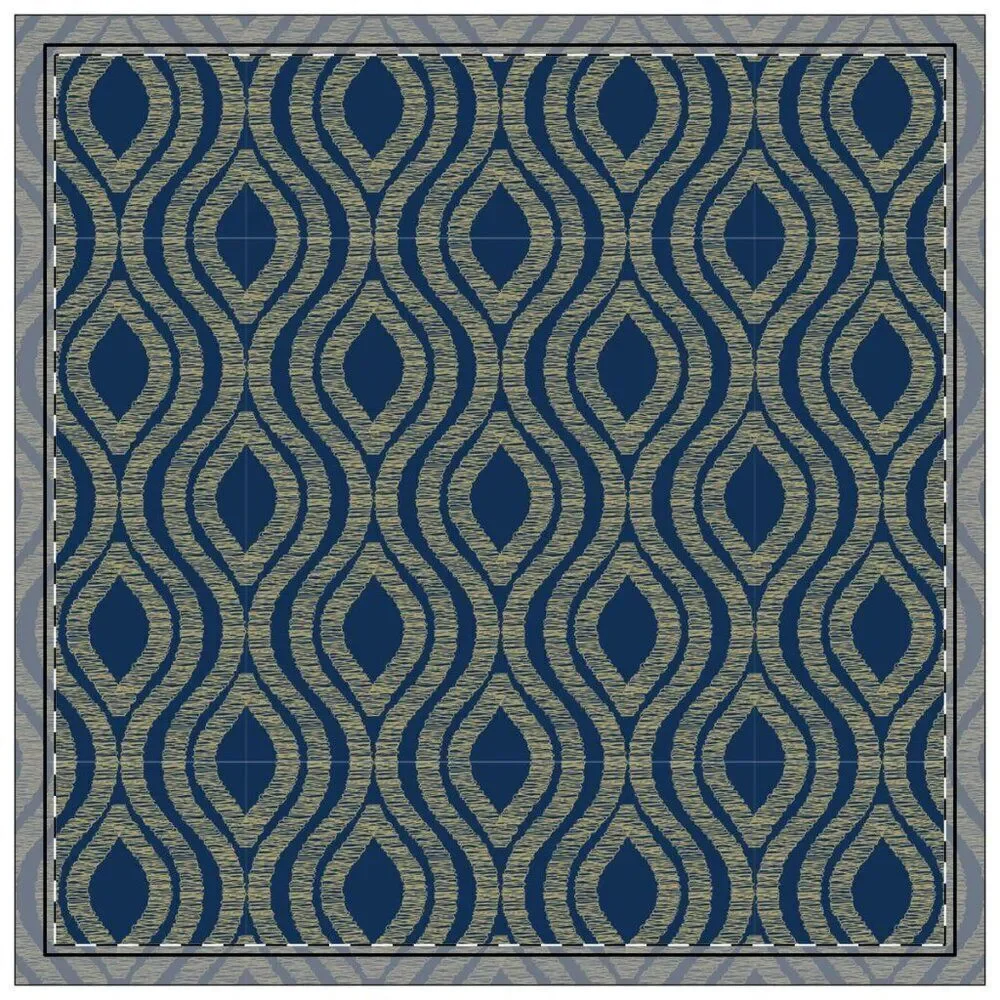 NWT Porter Anna- Navy & Gold  Cotton Napkin 4-set, Ogee